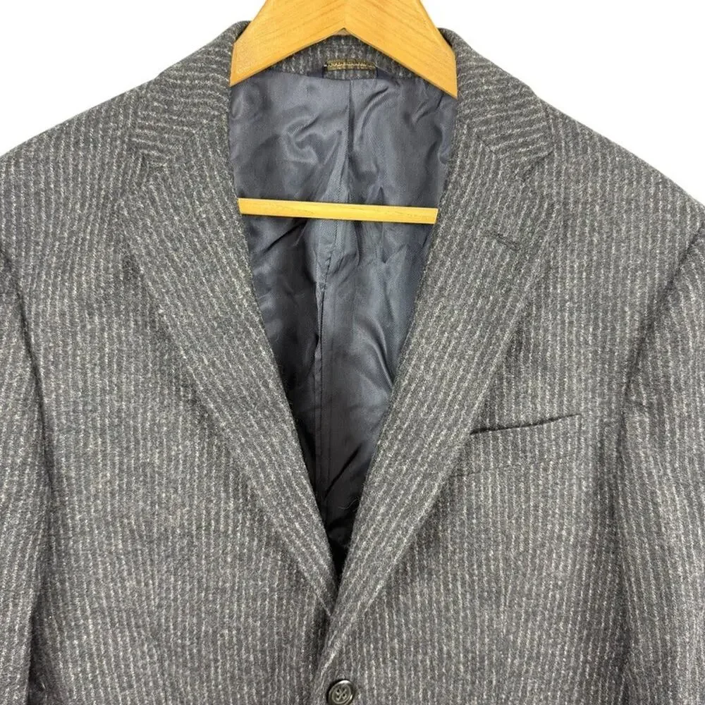 Banana Republic 100% Wool Striped Navy Suit Jacket Blazer Double Vent sz 40S